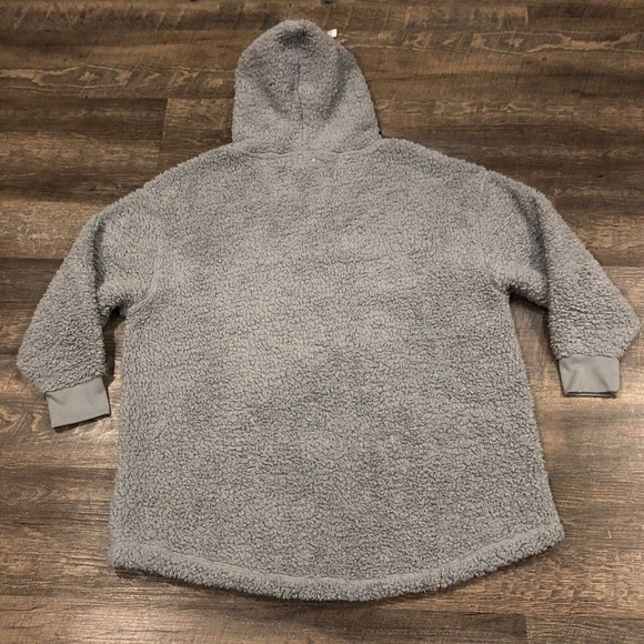 Hurley Hoodie Womens Medium Gray Sherpa Sweatshirt Drawstring Fleece Fuzzy - Picture 2 of 12